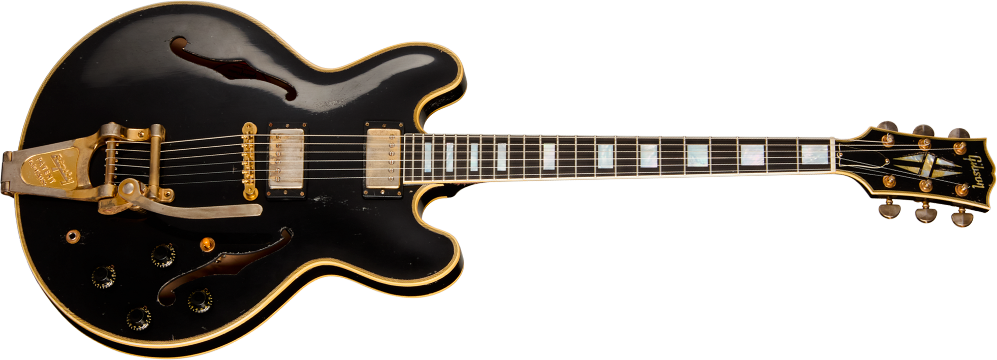 Gibson Custom Shop Keith Richards Es355 1960 Bigsby Collectors Ed. Signed Signature 2h Trem Eb #krsl131 - Murphy Lab Aged Ebony - Guitare Électrique 1