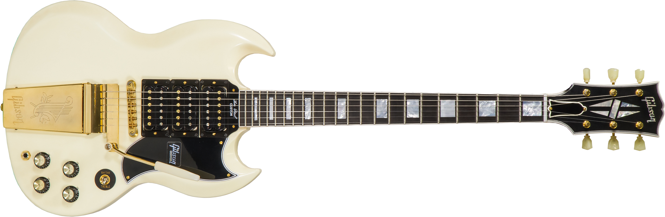 Gibson Custom Shop Les Paul Sg Custom 1963 Reissue 2019 Maestro Vibrola 3h Trem Eb - Vos Classic White - Guitare Électrique Double Cut - Main picture