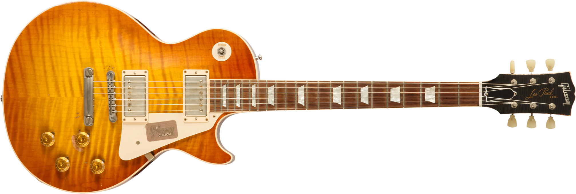 Gibson Custom Shop M2m Les Paul Standard 1959 2h Ht Rw #r961618 - Aged Sunrise Teaburst - Guitare Électrique Single Cut - Main picture