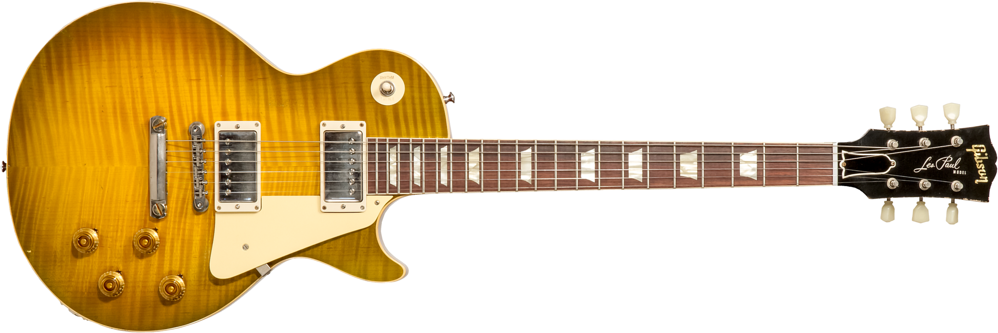 Gibson Custom Shop M2m Les Paul Standard 1959 Reissue 2h Ht Rw #932154 - Murphy Lab Light Aged Green Lemon Burst - Guitare Électrique Single Cut - Mai
