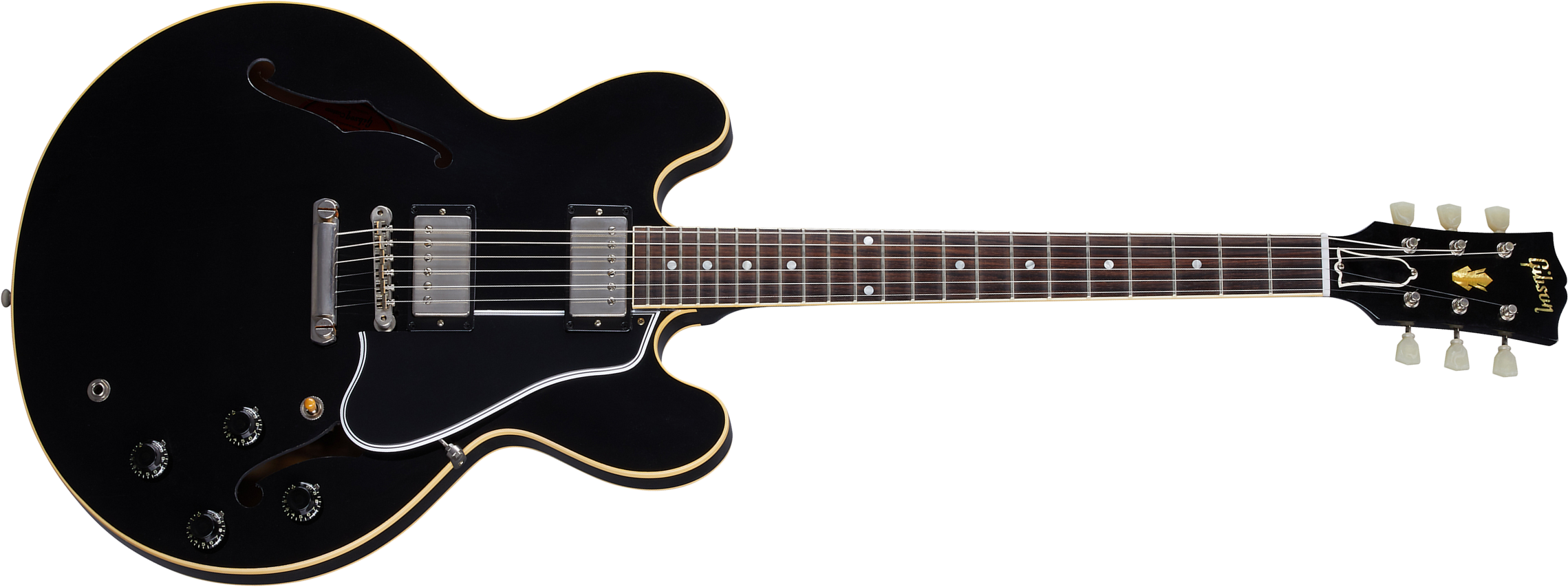 Gibson Custom Shop Murphy Lab Es-335 1959 Reissue 2h Ht Rw - Ultra Light Aged Ebony - Guitare Électrique 1/2 Caisse - Main picture