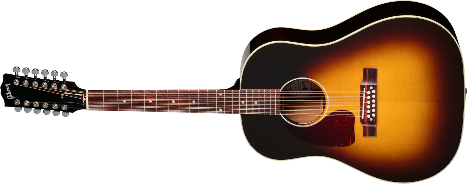 Gibson J45 Standard 12-string Lh (baggs Hifi Dna) Dreadnought 12c Gaucher Epicea Acajou Rw - Vintage Sunburst - Guitare Folk - Main picture