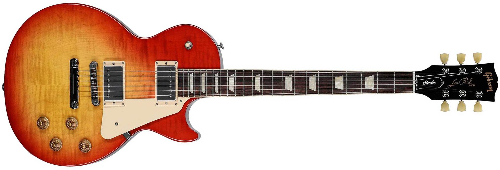 Gibson Les Paul Studio Figured 2h Burstbucker Pro Ht Rw - Washed Cherry Sunburst - Guitare Électrique Single Cut - Main picture