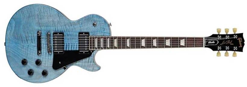 Gibson Les Paul Studio Figured Top Modern Usa 2h Ht Rw - Ocean Blue - Guitare Électrique Single Cut - Main picture