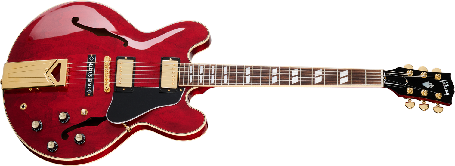 Gibson Marcus King Es345 Fixed Vibrola 2h Trem Rw - Sixties Cherry - Guitare Électrique 1/2 Caisse - Main picture