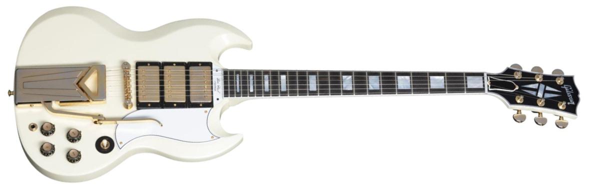 Gibson Sg Les Paul Custom 1961 60th Anniversary 3h Trem Eb - Vos Aged Polaris White - Guitare Électrique Double Cut - Main picture