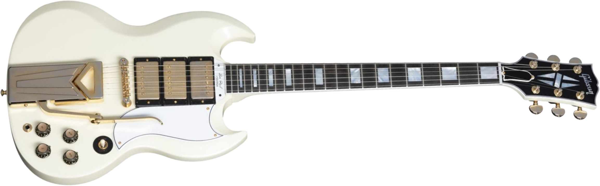 Gibson Sg Les Paul Custom 1961 60th Anniversary 3h Trem Eb - Vos Aged Polaris White - Guitare Électrique Double Cut - Main picture