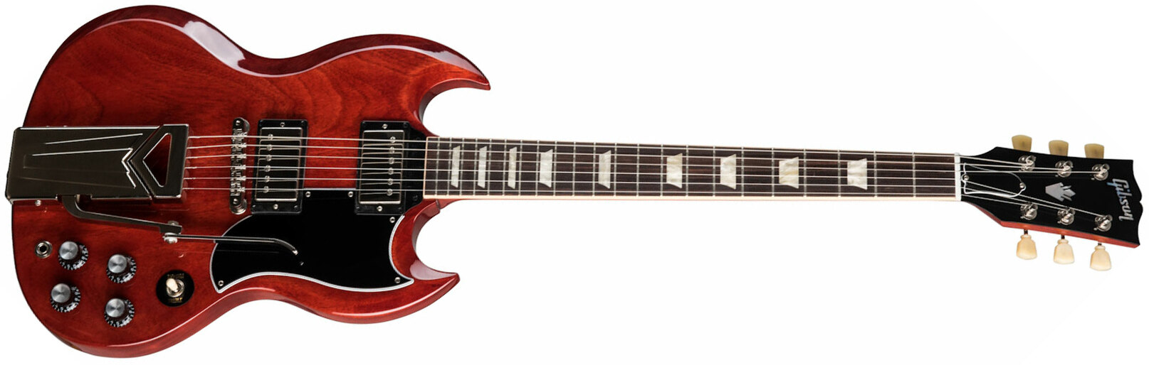 Gibson Sg Standard '61 Sideways Vibrola Original 2h Ht Rw - Vintage Cherry - Guitare Électrique RÉtro Rock - Main picture