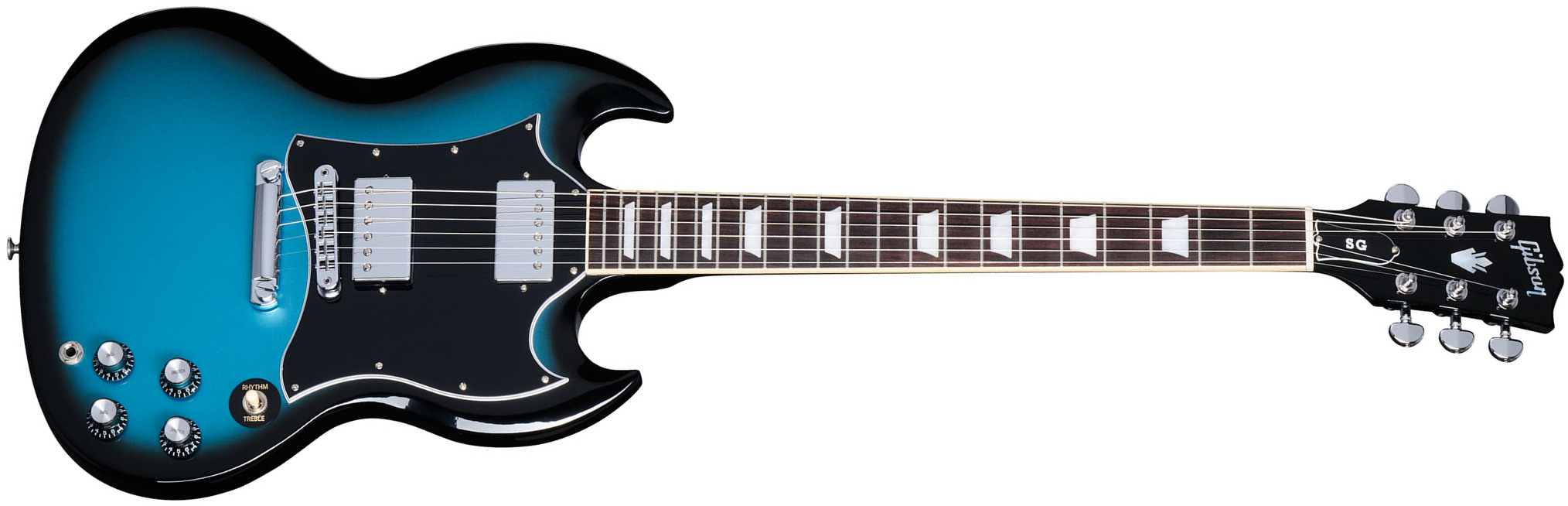 Gibson Sg Standard Custom Color 2h Ht Rw - Pelham Blue Burst - Guitare Électrique Double Cut - Main picture