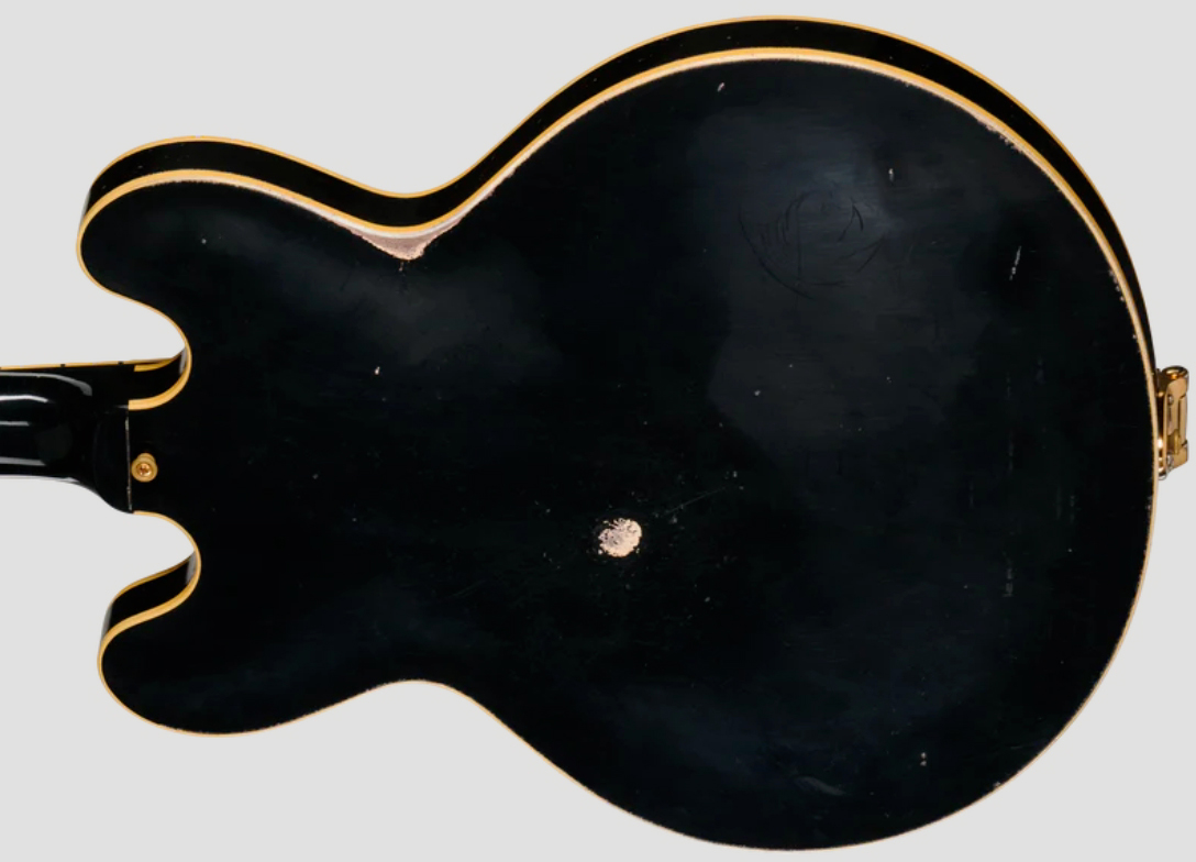 Gibson Custom Shop Es345 Reissue 1959 Bigsby 2h Trem Eb - Murphy Lab Heavy Aged Ebony - Guitare Électrique 1/2 Caisse - Variation 4