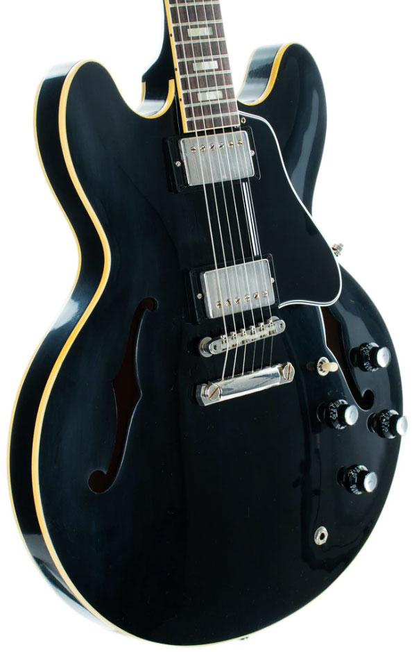 Gibson Custom Shop Historic Es-335 1964 Reissue 2h Ht Rw - Vos Ebony - Guitare Électrique 1/2 Caisse - Variation 2