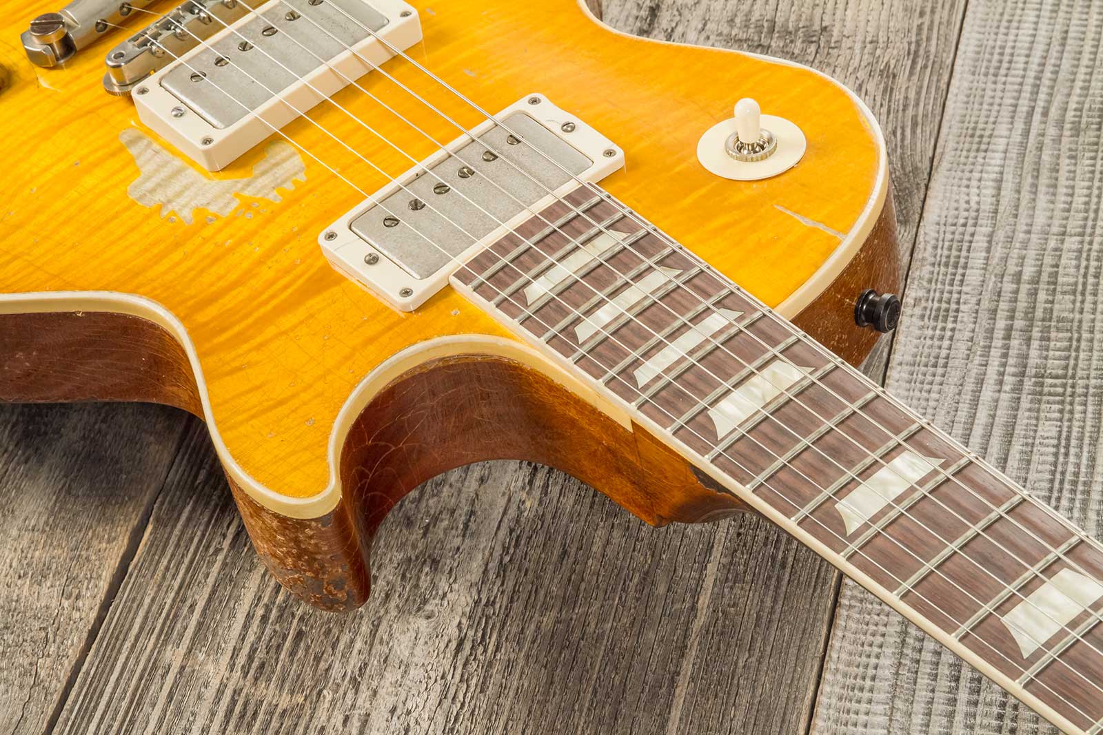 Gibson Custom Shop Kirk Hammett Les Paul Standard Greeny 2h Ht Rw #933631 - Murphy Lab Aged Greeny Burst - Guitare Électrique Single Cut - Variation 4