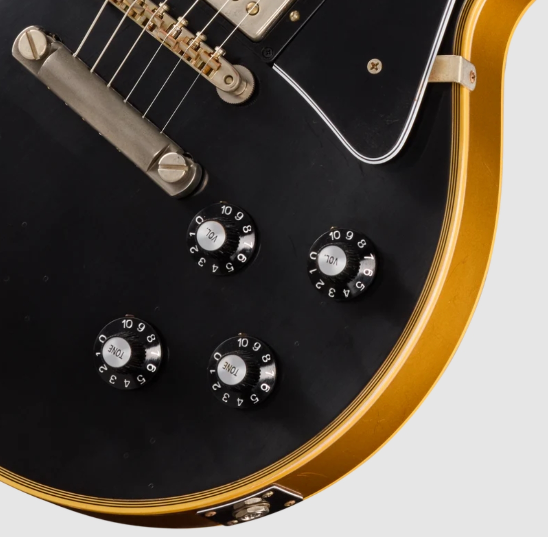 Gibson Custom Shop Les Paul Custom 1968 Le Ltd 2h Ht Eb - Vos Ebony Top / Antique Gold Back - Guitare Électrique Single Cut - Variation 3