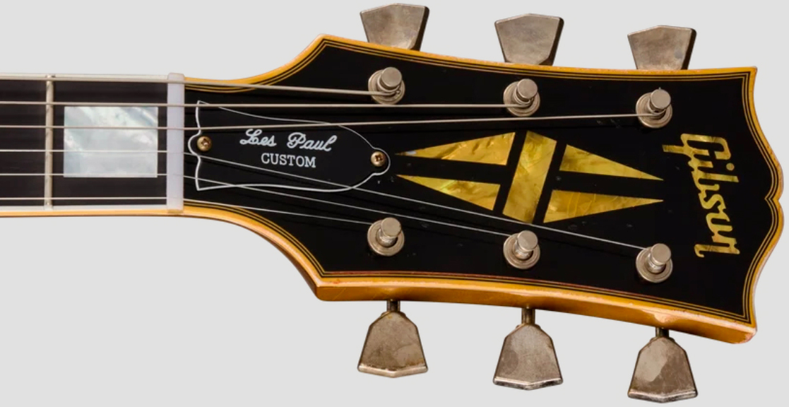 Gibson Custom Shop Les Paul Custom 1968 Le Ltd 2h Ht Eb - Vos Ebony Top / Antique Gold Back - Guitare Électrique Single Cut - Variation 6