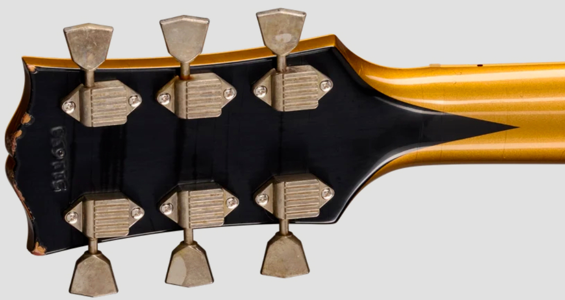 Gibson Custom Shop Les Paul Custom 1968 Le Ltd 2h Ht Eb - Vos Ebony Top / Antique Gold Back - Guitare Électrique Single Cut - Variation 7