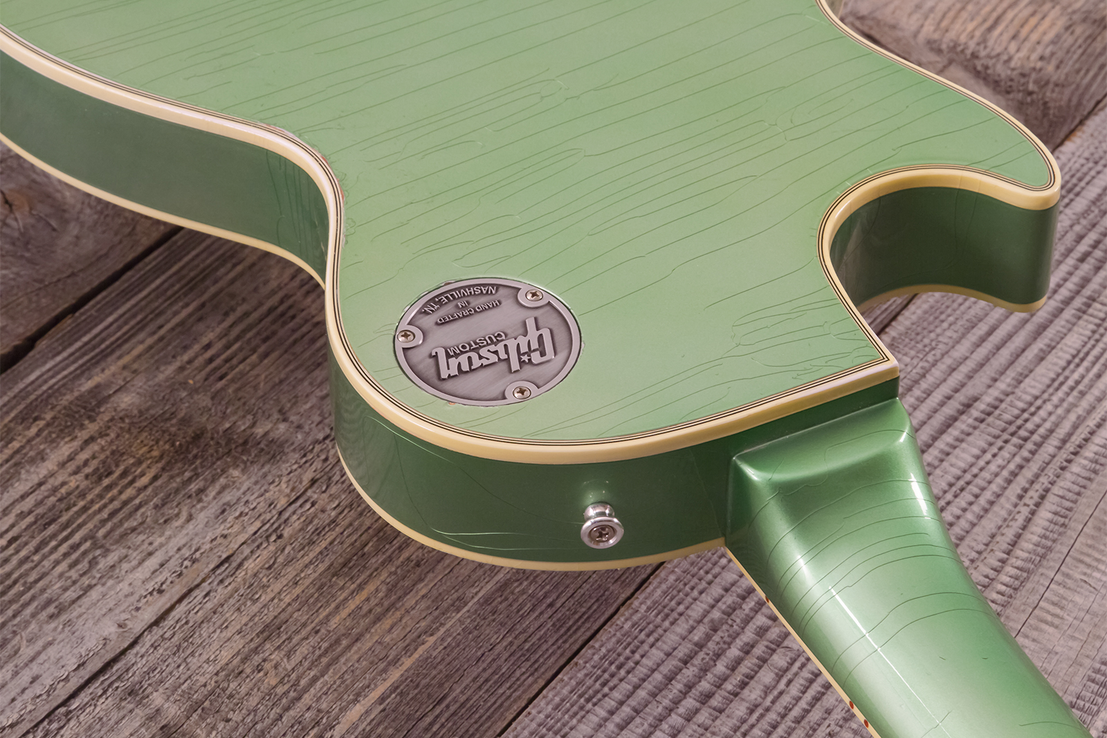 Gibson Custom Shop Les Paul Custom 1968 Reissue 2h Ht Eb - Murphy Lab Light Aging Jade Green - Guitare Électrique Single Cut - Variation 23