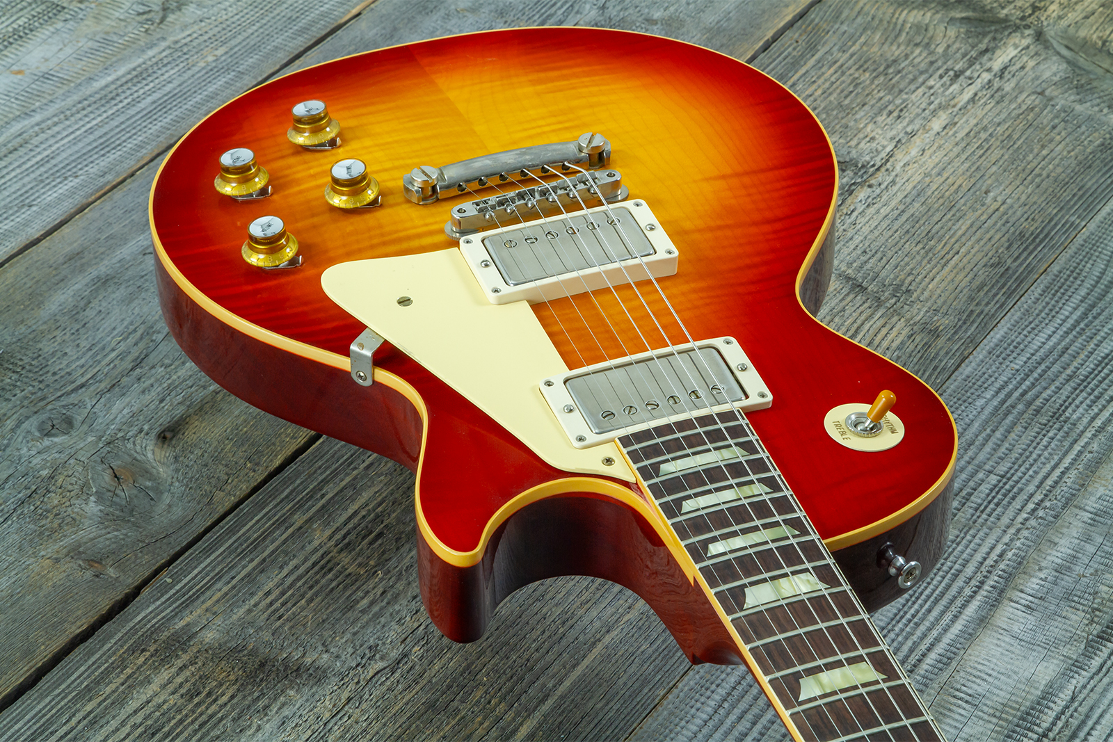 Gibson Custom Shop Les Paul Standard 1960 Reissue 2h Ht Rw #04714 - Vos Washed Cherry Sunburst - Guitare Électrique Single Cut - Variation 3