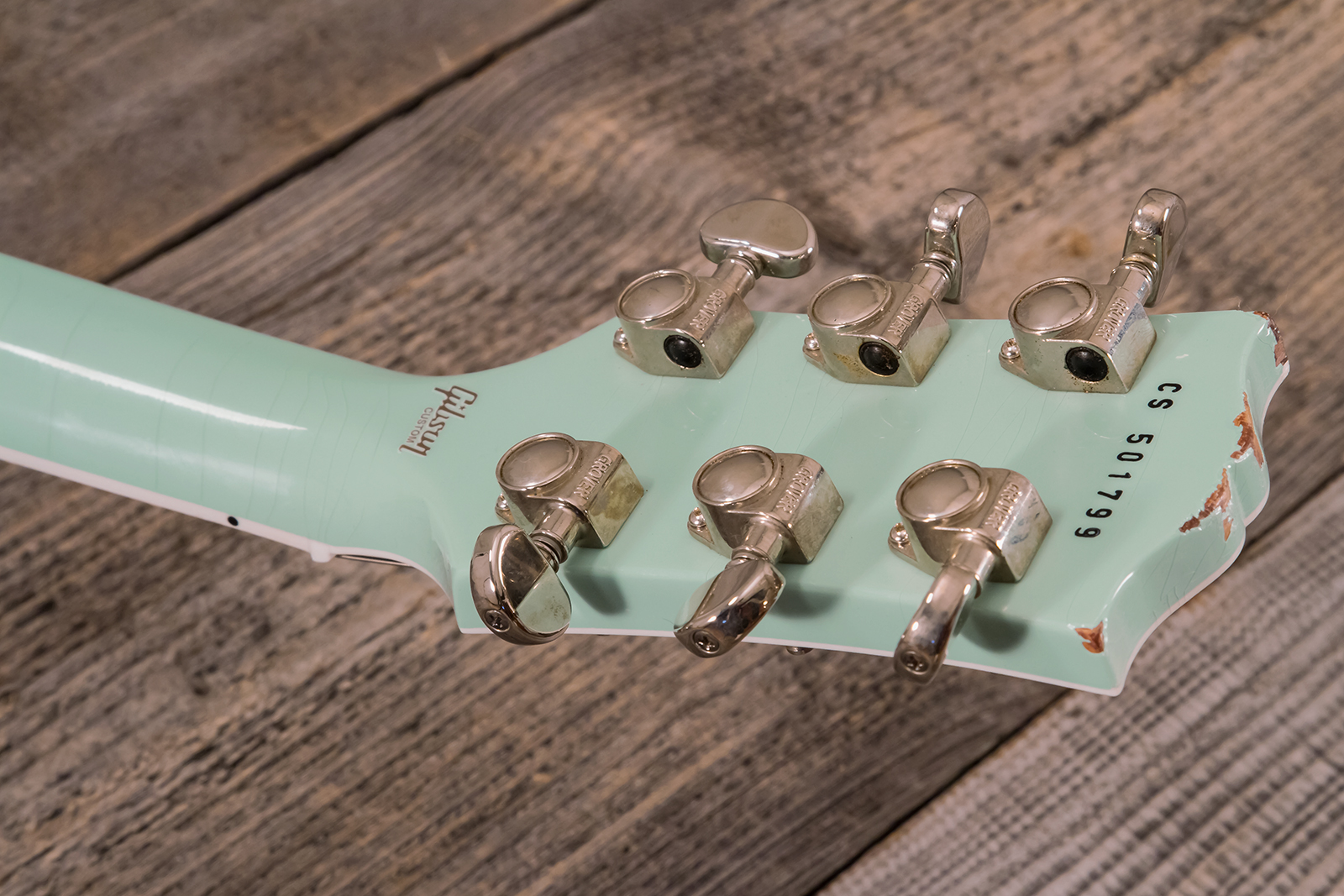 Gibson Custom Shop M2m Les Paul Custom 2h Ht Eb #cs501799 - Murphy Lab Aged Kerry Green - Guitare Électrique Single Cut - Variation 11