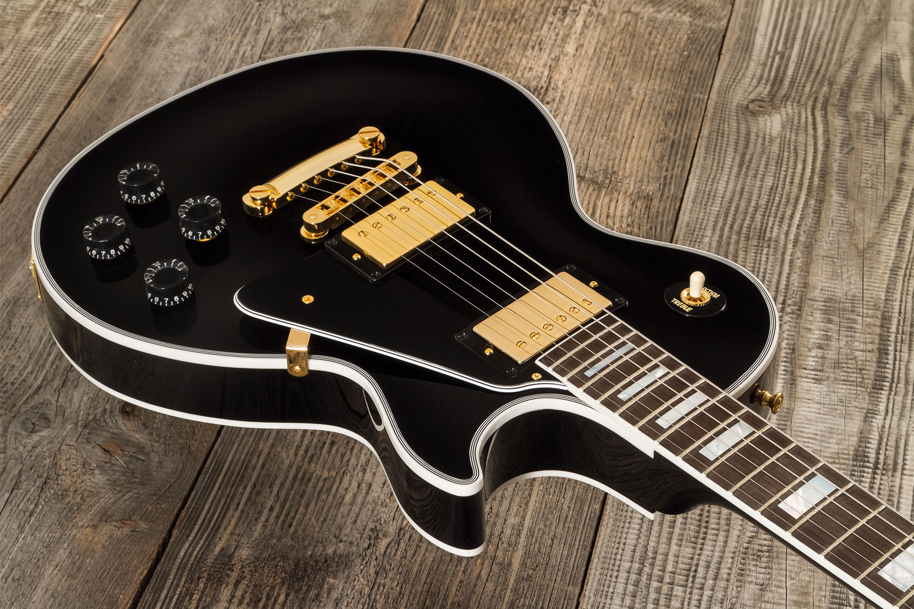 Gibson Custom Shop M2m Les Paul Custom Flowerpot Headstock 2h Ht Eb #cs403529 - Ebony Gloss - Guitare Électrique Single Cut - Variation 9
