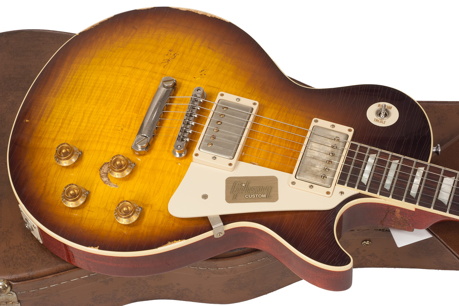 Gibson Custom Shop M2m Les Paul Standard 1958 2h Ht Rw #r862323 - Aged Kindred Burst Fade - Guitare Électrique Single Cut - Variation 2