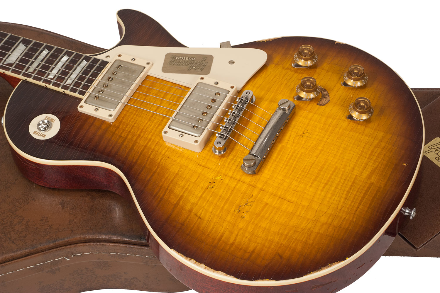 Gibson Custom Shop M2m Les Paul Standard 1958 2h Ht Rw #r862323 - Aged Kindred Burst Fade - Guitare Électrique Single Cut - Variation 3