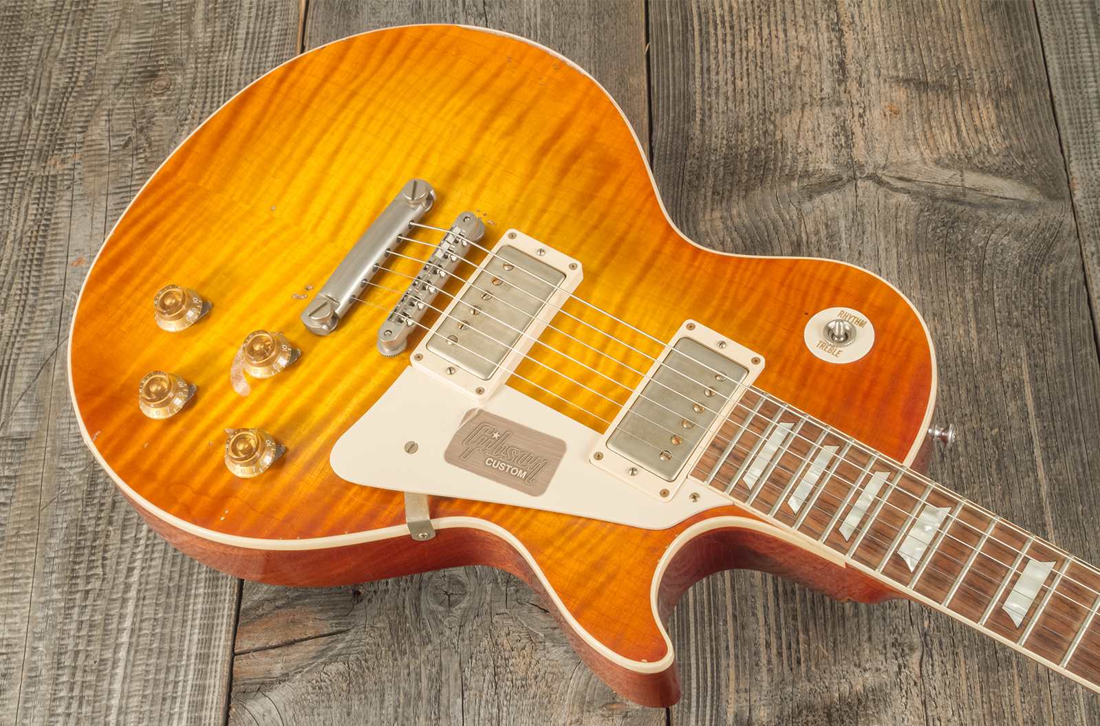 Gibson Custom Shop M2m Les Paul Standard 1959 2h Ht Rw #r961618 - Aged Sunrise Teaburst - Guitare Électrique Single Cut - Variation 8