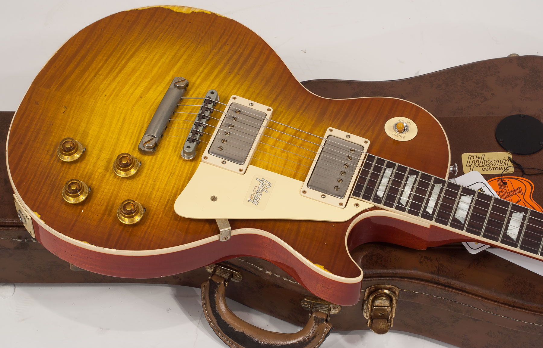 Gibson Custom Shop M2m Les Paul Standard 1959 2h Ht Rw #982192 - Heavy Aged Sunrise Tea Burst - Guitare Électrique Single Cut - Variation 2