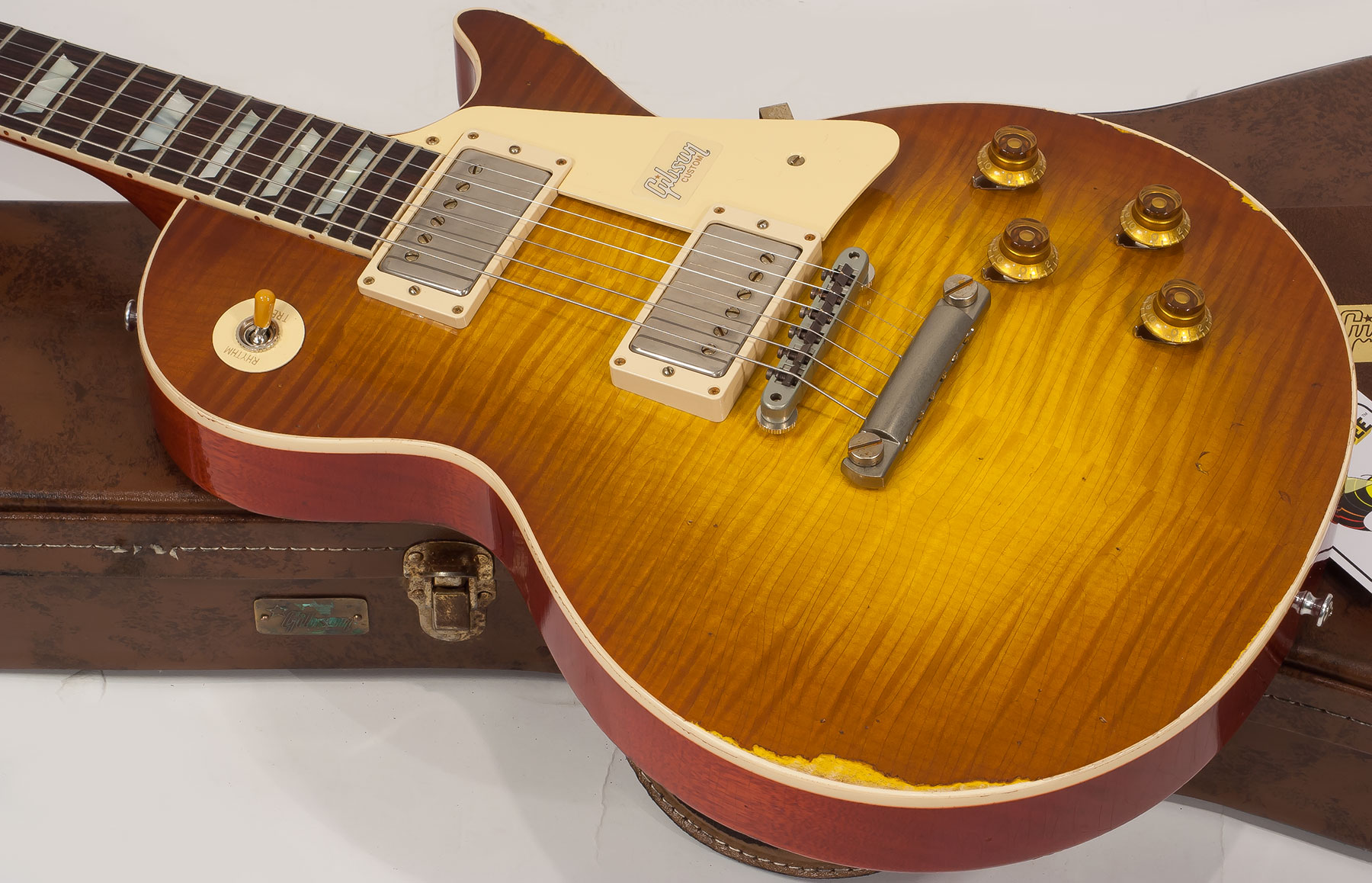 Gibson Custom Shop M2m Les Paul Standard 1959 2h Ht Rw #982192 - Heavy Aged Sunrise Tea Burst - Guitare Électrique Single Cut - Variation 3