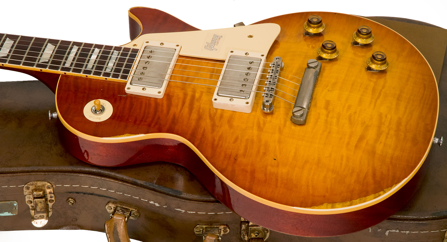 Gibson Custom Shop M2m Les Paul Standard 1959 2h Ht Rw #983303 - Ultra Aged New Orange Sunset Fade - Guitare Électrique Single Cut - Variation 2