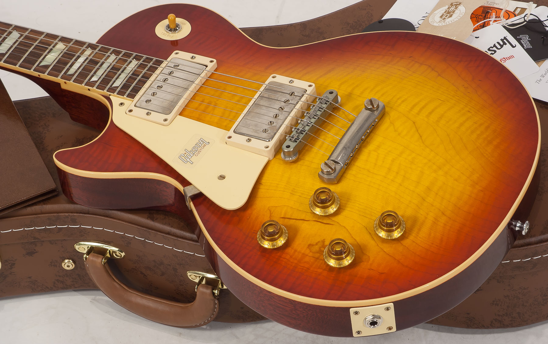 Gibson Custom Shop M2m Les Paul Standard 1959 Lh Gaucher Ltd 2h Ht Rw #971610 - Vos Washed Cherry - Guitare Électrique Gaucher - Variation 2