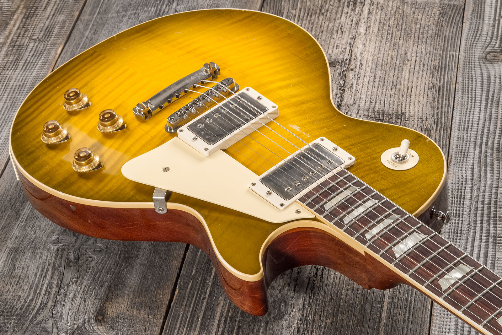 Gibson Custom Shop M2m Les Paul Standard 1959 Reissue 2h Ht Rw #932149 - Murphy Lab Light Aged Green Lemon Burst - Guitare Électrique Single Cut - Var