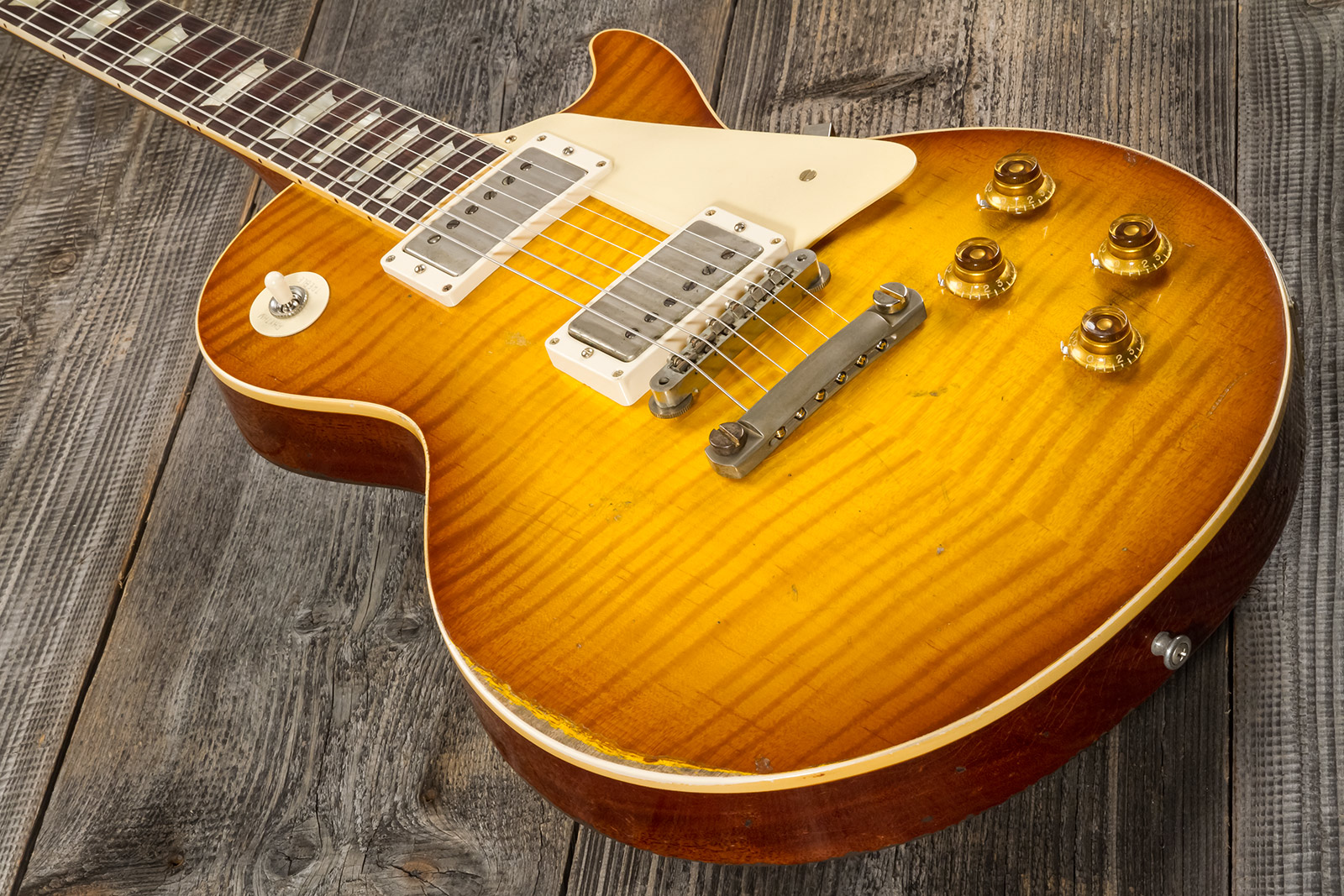 Gibson Custom Shop M2m Les Paul Standard 1959 Reissue 2h Ht Rw #932160 - Murphy Lab Heavy Light Aged Golden Poppy Burst - Guitare Électrique Single Cu