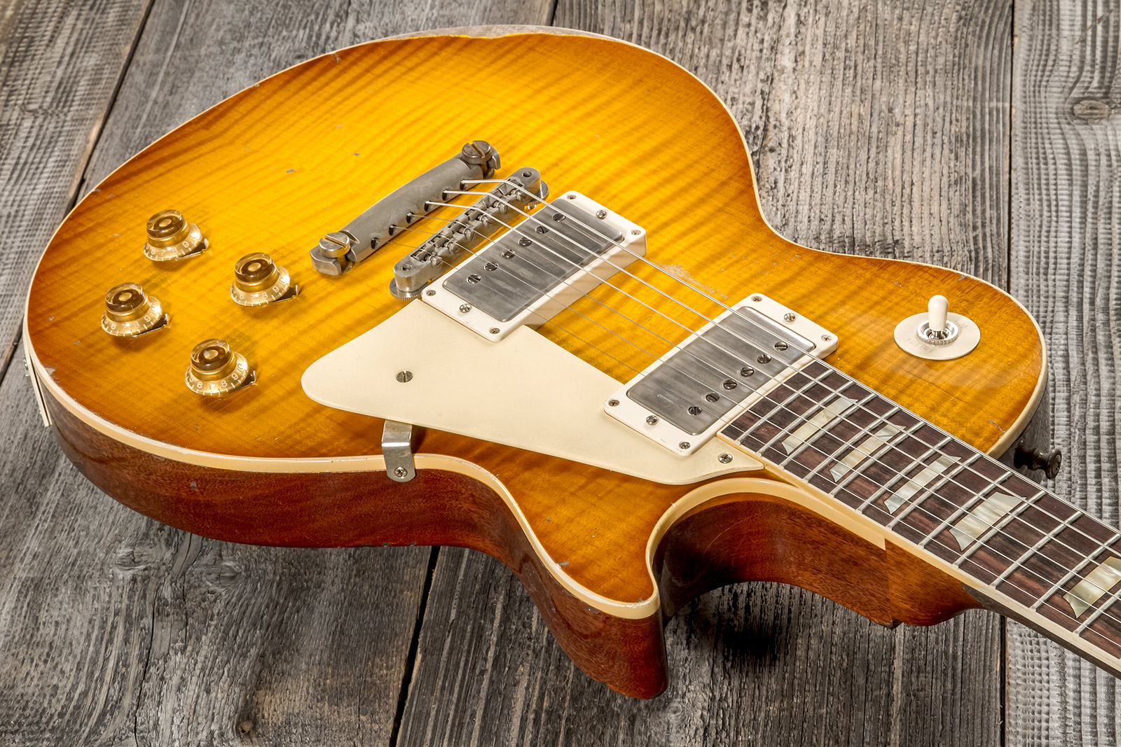 Gibson Custom Shop M2m Les Paul Standard 1959 Reissue 2h Ht Rw #932175 - Murphy Lab Ultra Heavy Aged Golden Poppy Burst - Guitare Électrique Single Cu