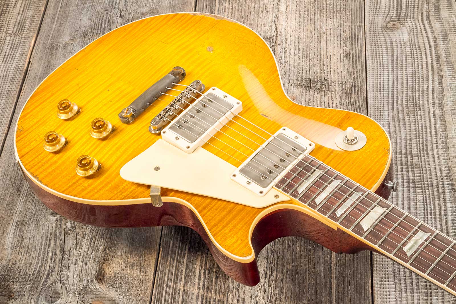 Gibson Custom Shop M2m Les Paul Standard 1959 Reissue 2h Ht Rw #94548 - Murphy Lab Ultra Heavy Aged Lemon Burst - Guitare Électrique Single Cut - Vari