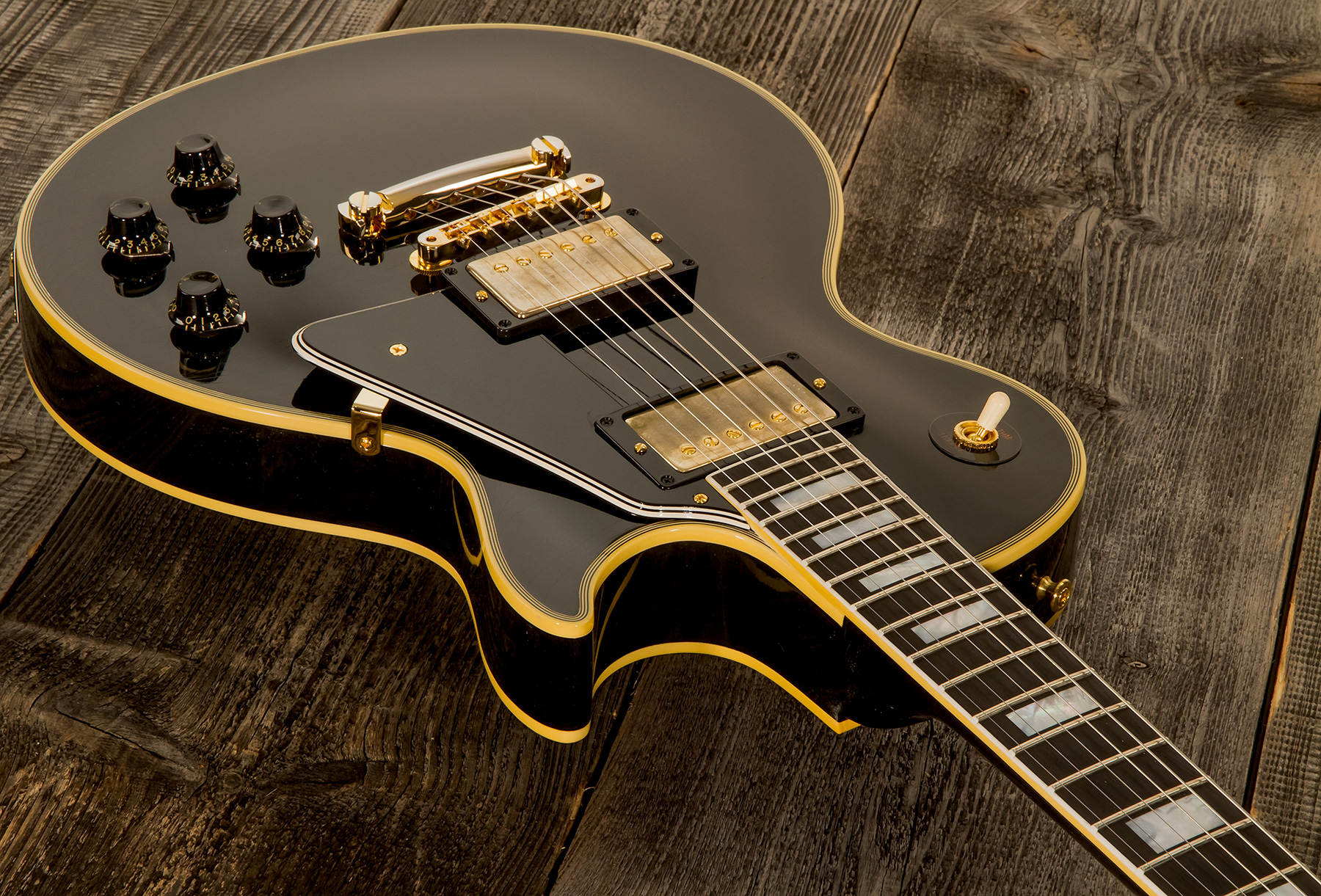 Gibson Custom Shop Murphy Lab Les Paul Custom 1957 2-pickups Reissue 2h Ht Eb - Ultra Light Aged Ebony - Guitare Électrique Single Cut - Variation 3