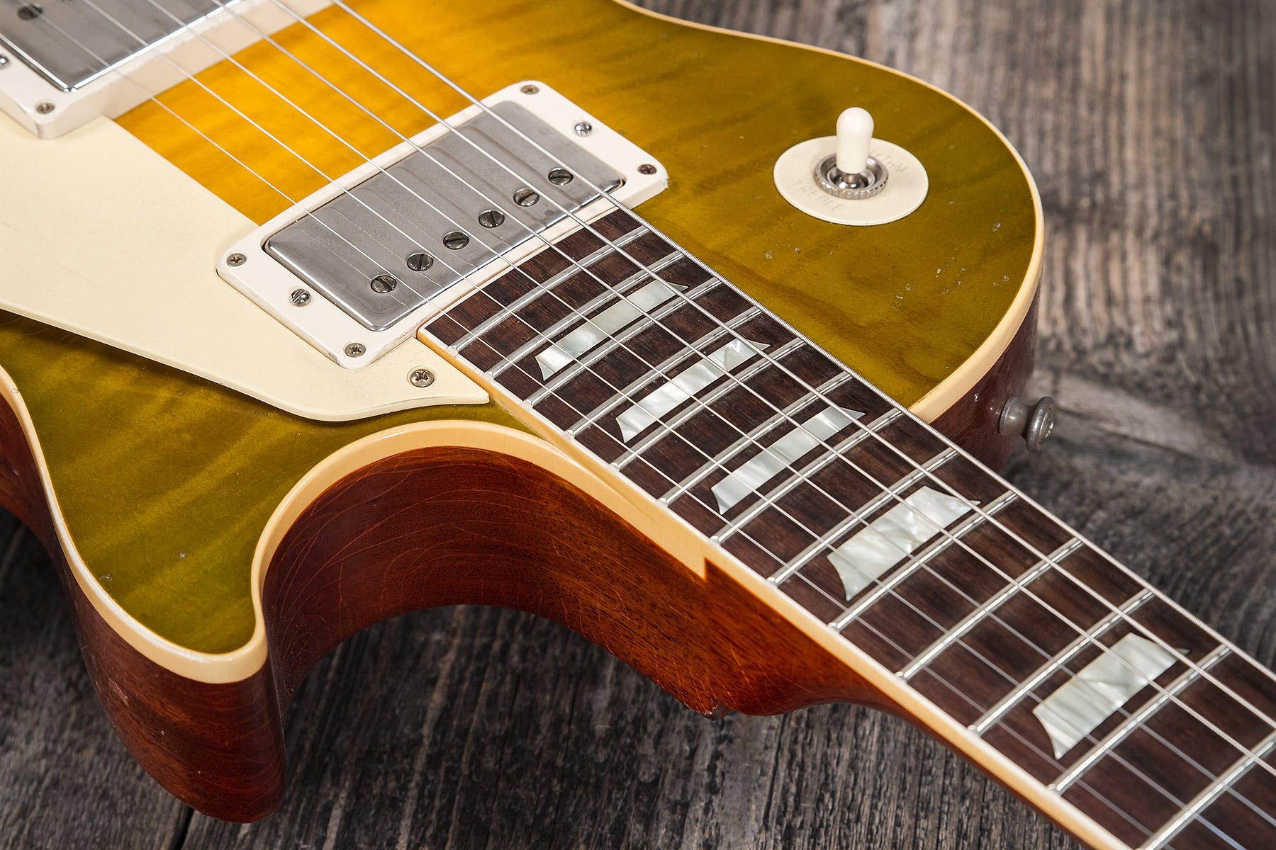 Gibson Custom Shop Murphy Lab Les Paul Standard 1959 Reissue 2h Ht Rw #93515 - Heavy Aged Green Lemon Fade - Guitare Électrique Single Cut - Variation