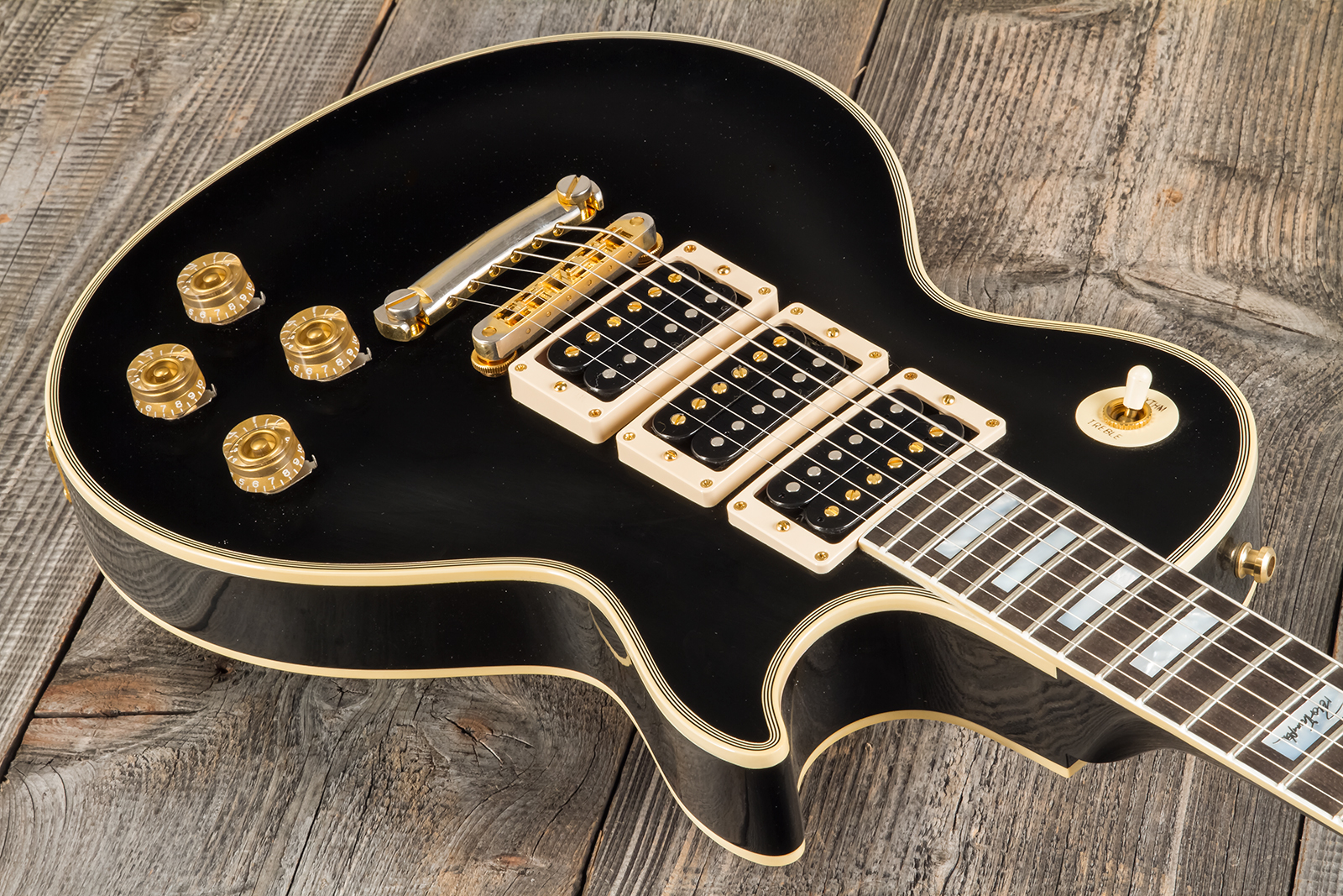 Gibson Custom Shop Peter Frampton Les Paul Custom Phenix Signature 3h Ht Eb - Vos Ebony - Guitare Électrique Single Cut - Variation 5