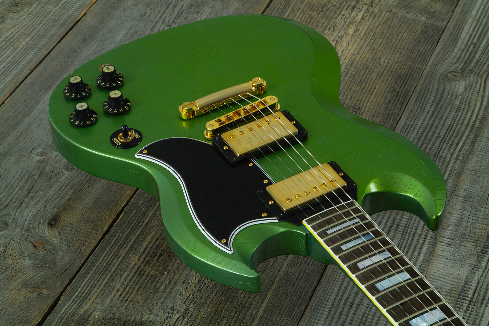 Gibson Custom Shop Sg Custom Modern 2h Eb #cs500857 - Murphy Lab Light Aged Verdoro Green - Guitare Électrique Double Cut - Variation 2
