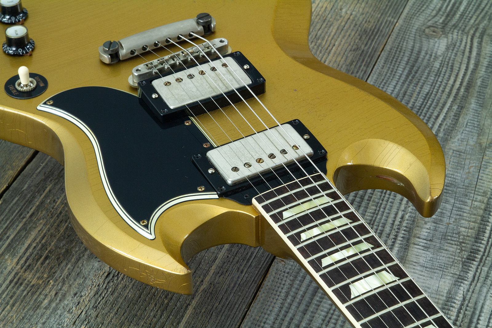 Gibson Custom Shop Sg Standard 1961 Reissue 2h Ht Rw #500881 - Murphy Lab Ultra Heavy Aged Double Gold - Guitare Électrique Double Cut - Variation 4