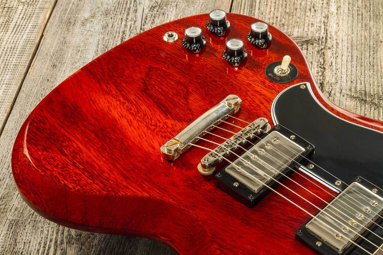 Gibson Custom Shop Sg Standard 1961 Stop Bar Reissue Lh Gaucher 2019 2h Ht Rw #400261 - Vos Cherry Red - Guitare Électrique Double Cut - Variation 7