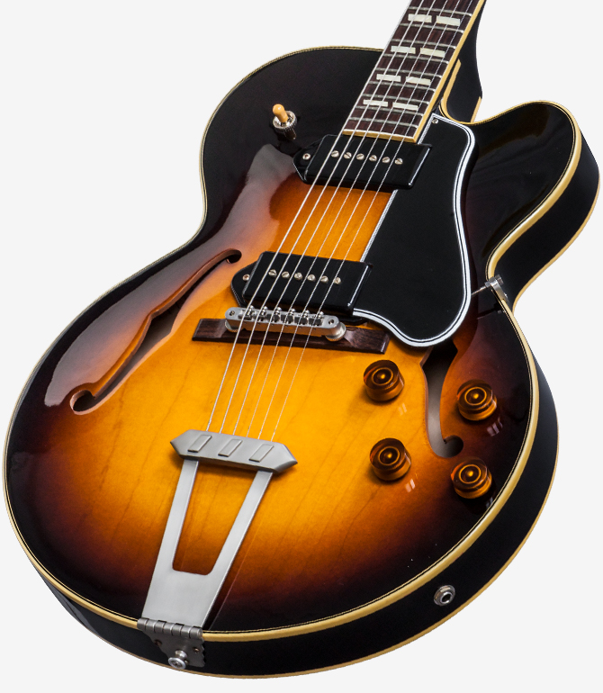 Gibson Es-275 P-90 Ltd - Vos Dark Burst - Guitare Électrique 1/2 Caisse - Variation 2