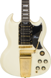 Guitare électrique double cut Gibson Custom Shop 1963 Les Paul SG Custom Reissue W/ Maestro Vibrola - Vos classic white