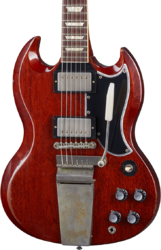 Guitare électrique double cut Gibson Custom Shop Murphy Lab 1964 SG Standard Maestro Reissue - Heavy aged faded cherry 