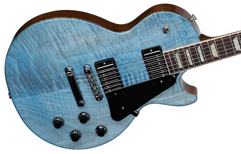 Gibson Les Paul Studio Figured Top Modern Usa 2h Ht Rw - Ocean Blue - Guitare Électrique Single Cut - Variation 2