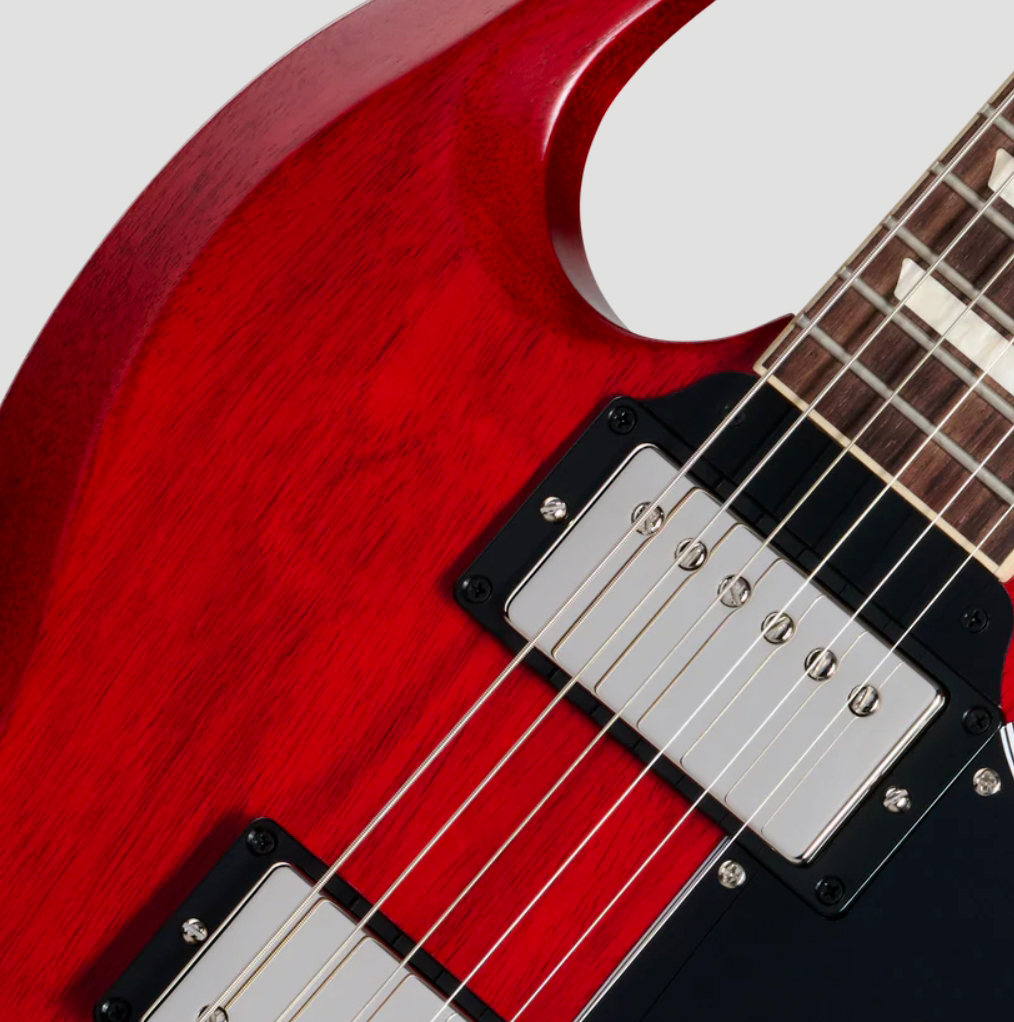 Gibson Sg Standard 1961 Faded W. 57 Classic Underwound Original 2h Ht Rw - Vintage Cherry Satin - Guitare Électrique Double Cut - Variation 2