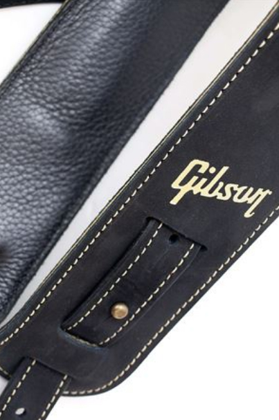 Gibson The Nubuck Guitar Strap Cuir 2.5inc Black - Sangle Courroie - Variation 1