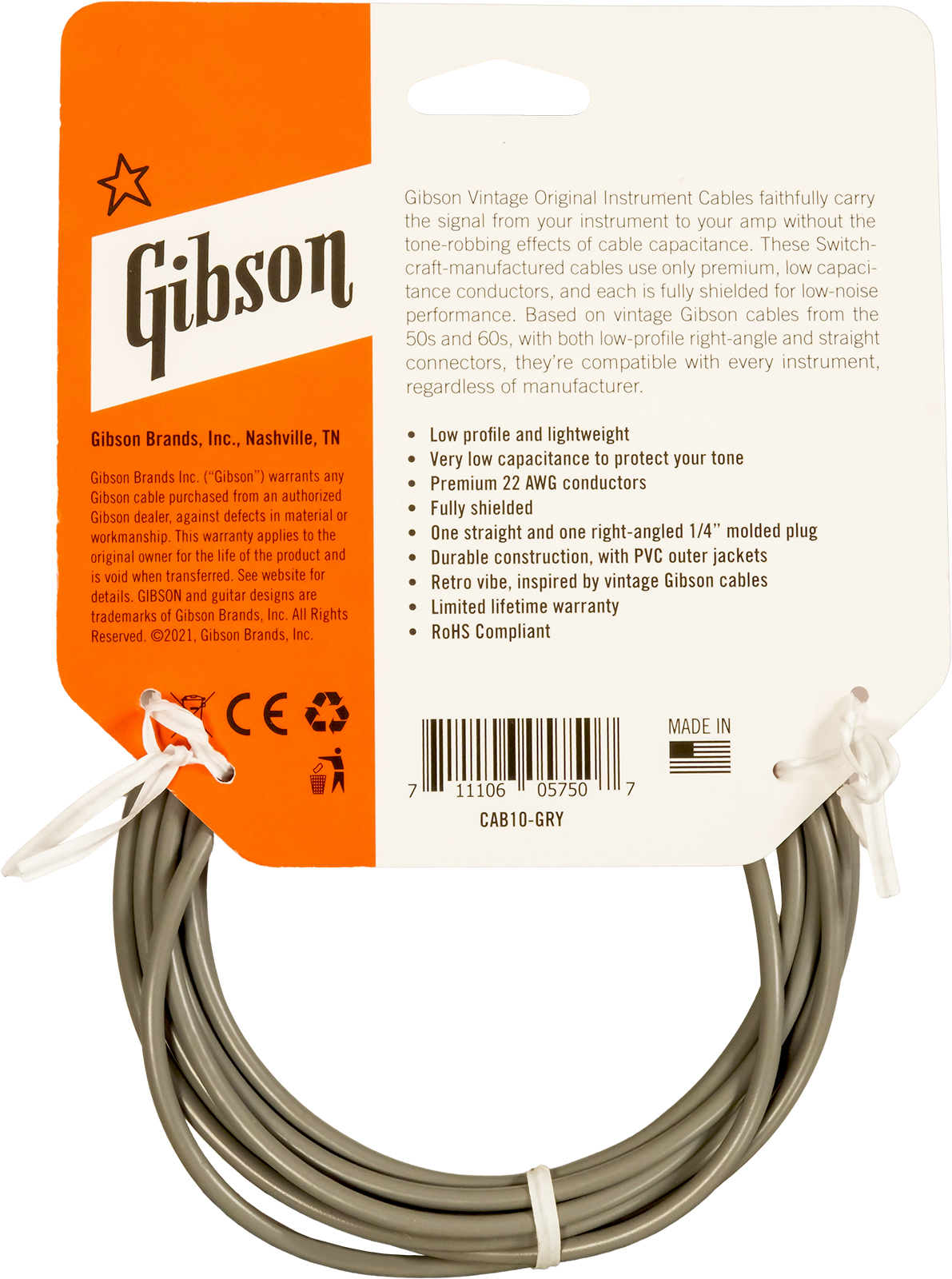 Gibson Vintage Original Instrument Cable 10ft 3m - CÂble - Variation 1
