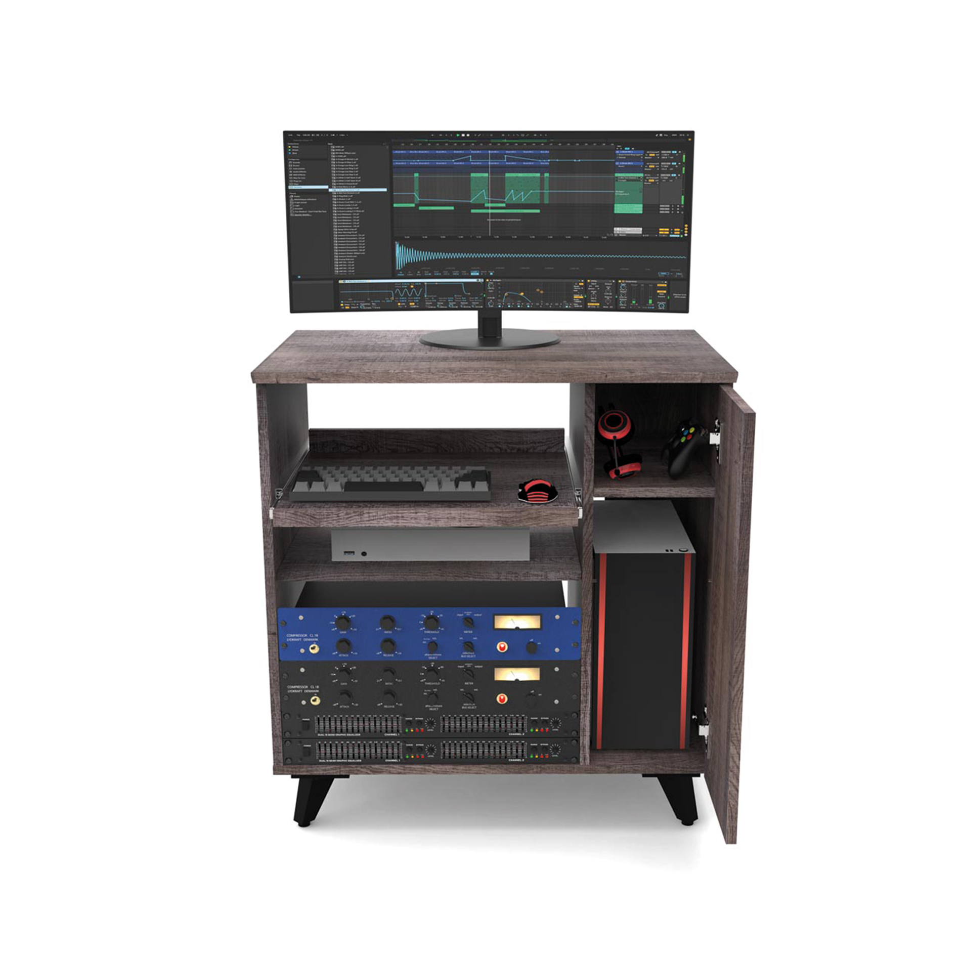 Glorious Modular Side Rack Finition Bois - Station De Travail Studio - Variation 2
