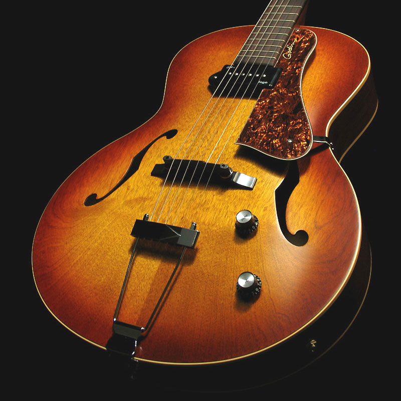 Godin 5th Avenue Kingpin P90 - Cognac Burst - Guitare Électrique 3/4 Caisse & Jazz - Variation 2