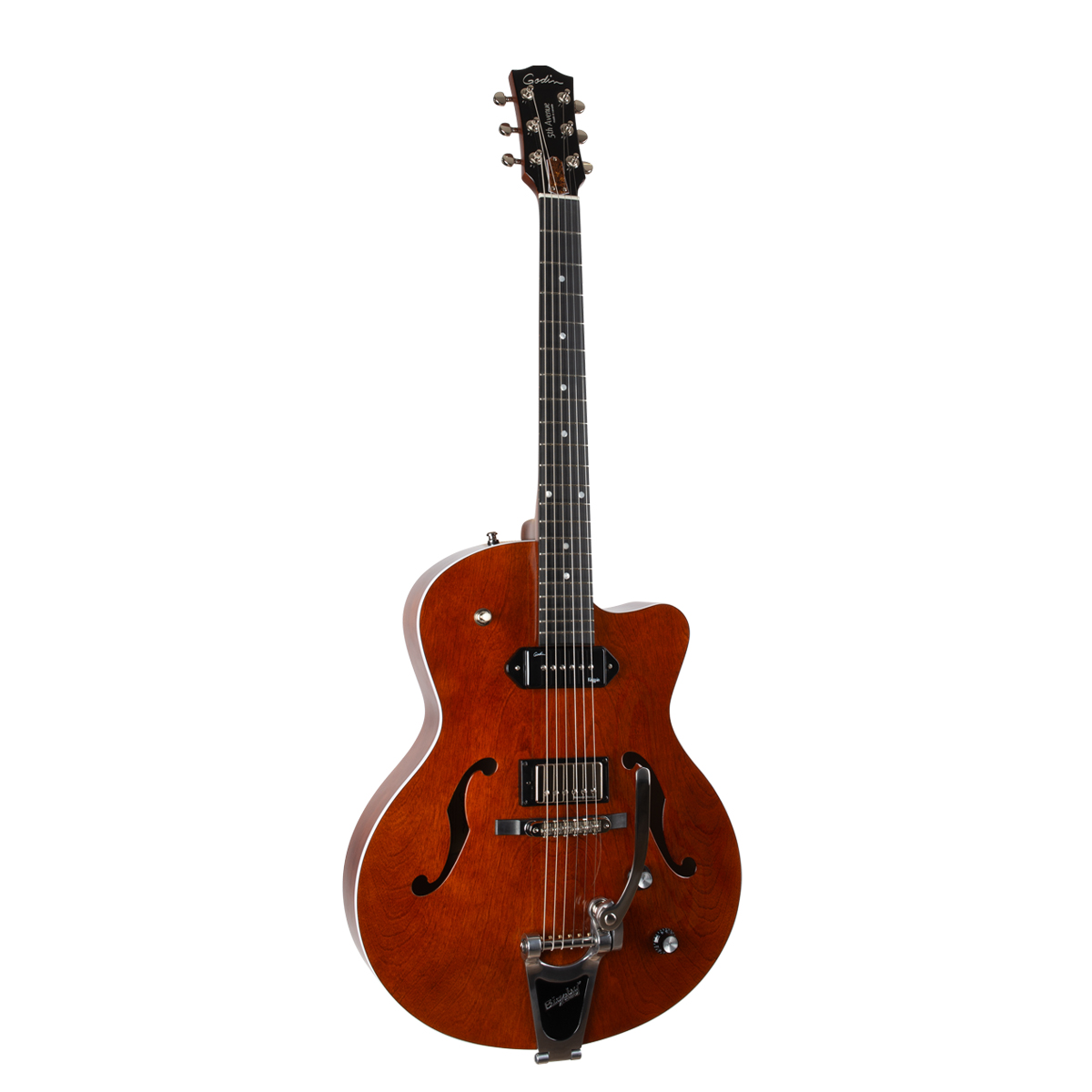 Godin 5th Avenue Uptown Custom Bigsby Hs Cw - Havana Burst - Guitare Électrique 3/4 Caisse & Jazz - Variation 1